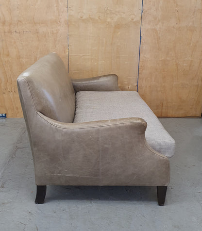 Grey Leather 2 Seater Modern Sofa with Removable Cushioned Seat  - 103933