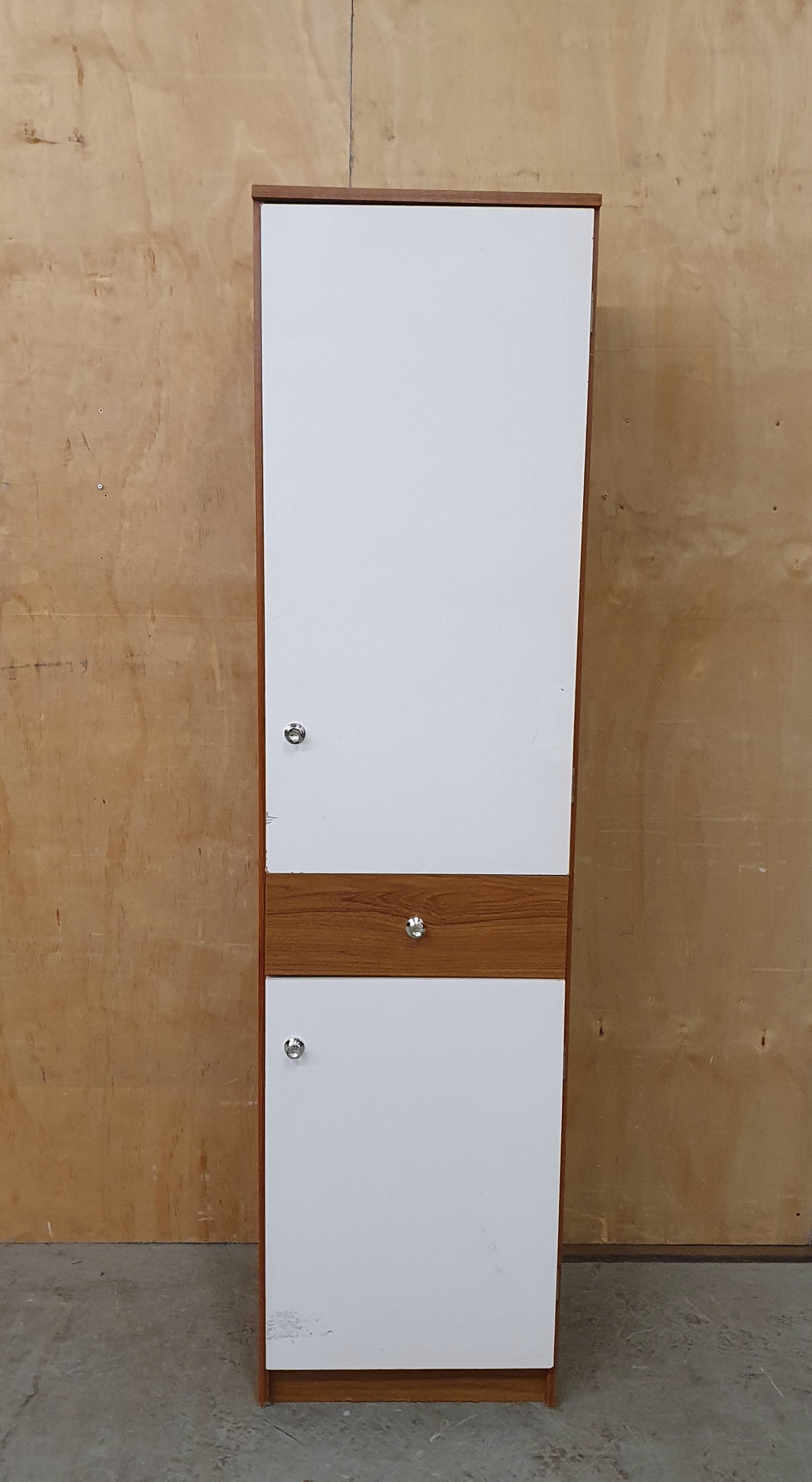 Slim Wood Wardrobe with 2 Doors and Central Drawer - 104598