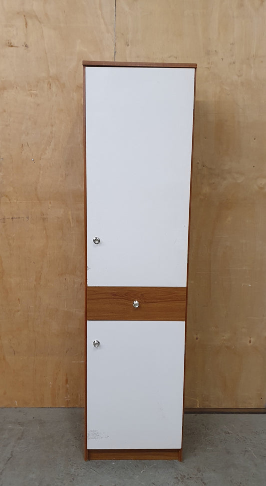 Slim Wood Wardrobe with 2 Doors and Central Drawer - 104598