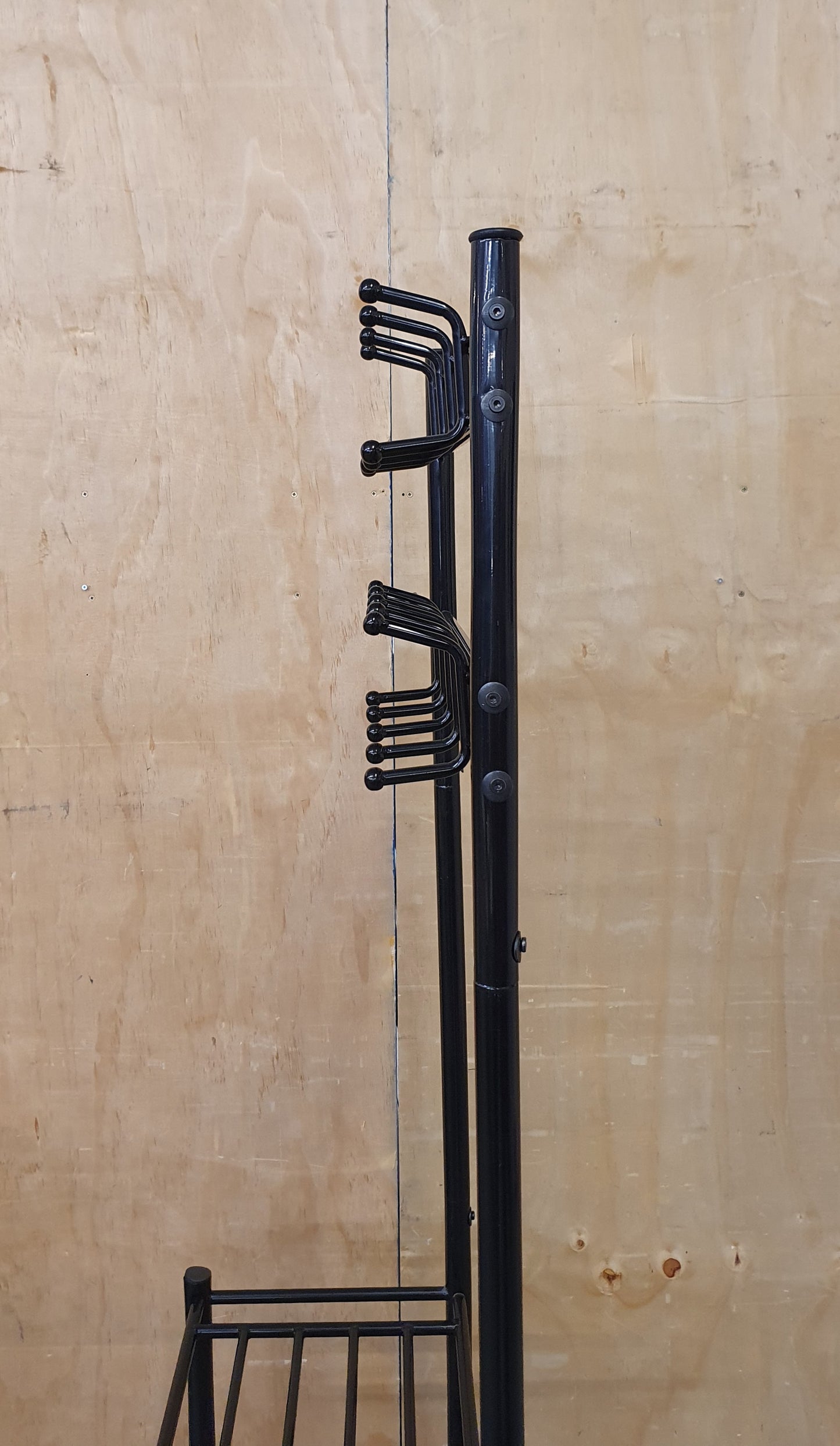Black Metal Free Standing Coat Stand with 3 Tier Shoe Rack - EL104602