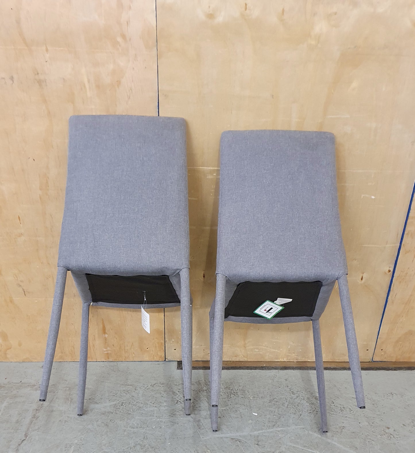 2 Grey Matching Fabric Stackable Dining Chairs - 103110 / 103111