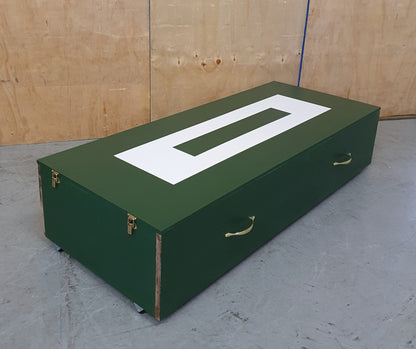 Dark Green Wooden Storage Trunk/Box with Removable Lid and Castor Wheels - 010525-02
