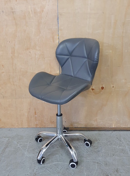 Small Grey Padded Office Chair with Chrome Base - 104121