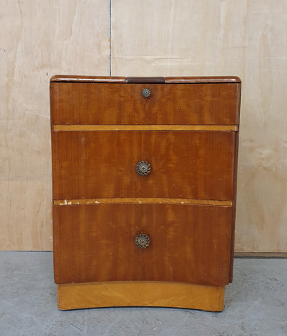 Vintage 3 Drawer Cabinet with Concave Front and Decorative Handles - EL103319