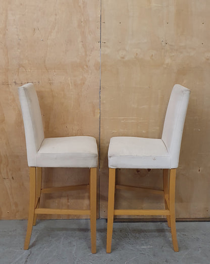 2 Matching Cream Fabric Covered Bar Stools - EL104227 / EL104228