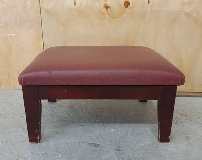 Maroon Vinyl Top Raised Wooden Footstool - EL102907