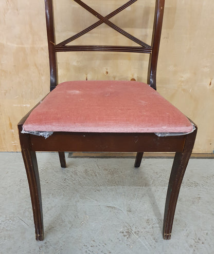 6 Matching Wood Frame Dining Chairs with Pink Soft Fabric Seats - 103464/103465/103466/103467/103468/103469