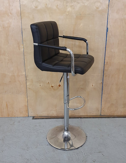 Black Faux Leather Bar Stool - EL01024