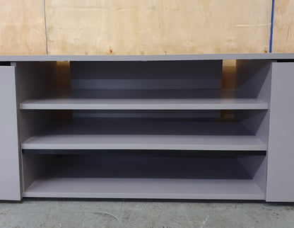 Large Grey High Gloss TV Stand with 2 Doors and Centre Shleving - 104045