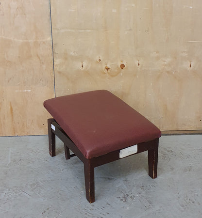 Maroon Vinyl Top Raised Wooden Footstool - EL102907