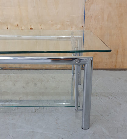 2 Tier Large Glass Top Chrome Frame Coffee Table - 103068