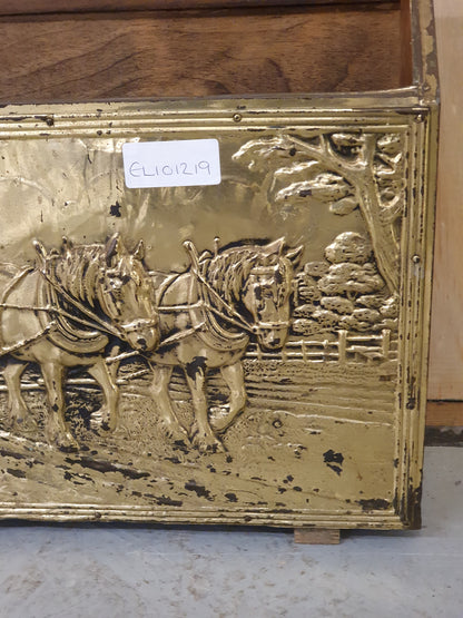 Vintage Brass Covered Horse Plough Magazine Holder - EL101219