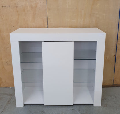 White Wooden Cabinet with 2 Tempered Glass Shelves on Left and Right Side - EL102885