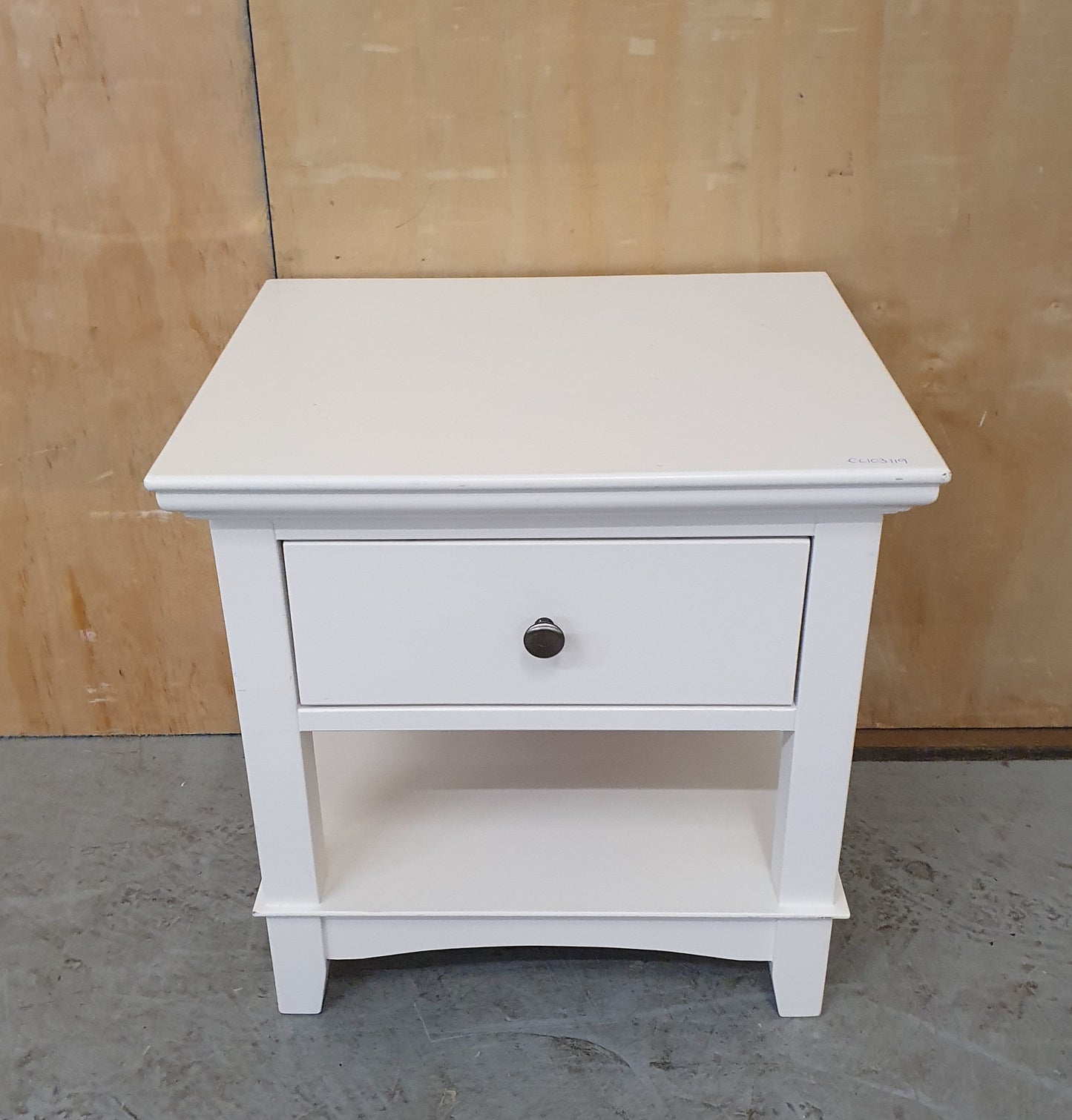 2 Tier White Wooden Bedside Cabinet with Drawer - EL103119