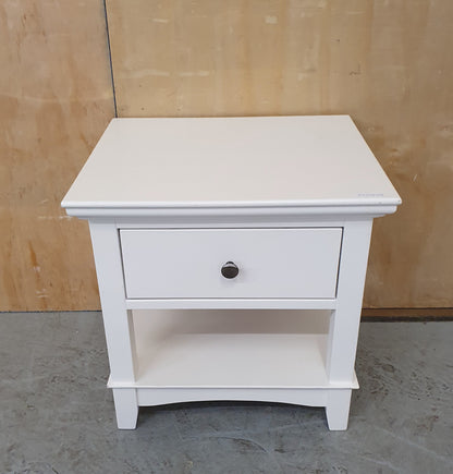 2 Tier White Wooden Bedside Cabinet with Drawer - EL103119