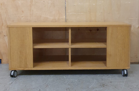 Low Wood TV Stand on Castor Wheels with Open Centre Shelving - 104103