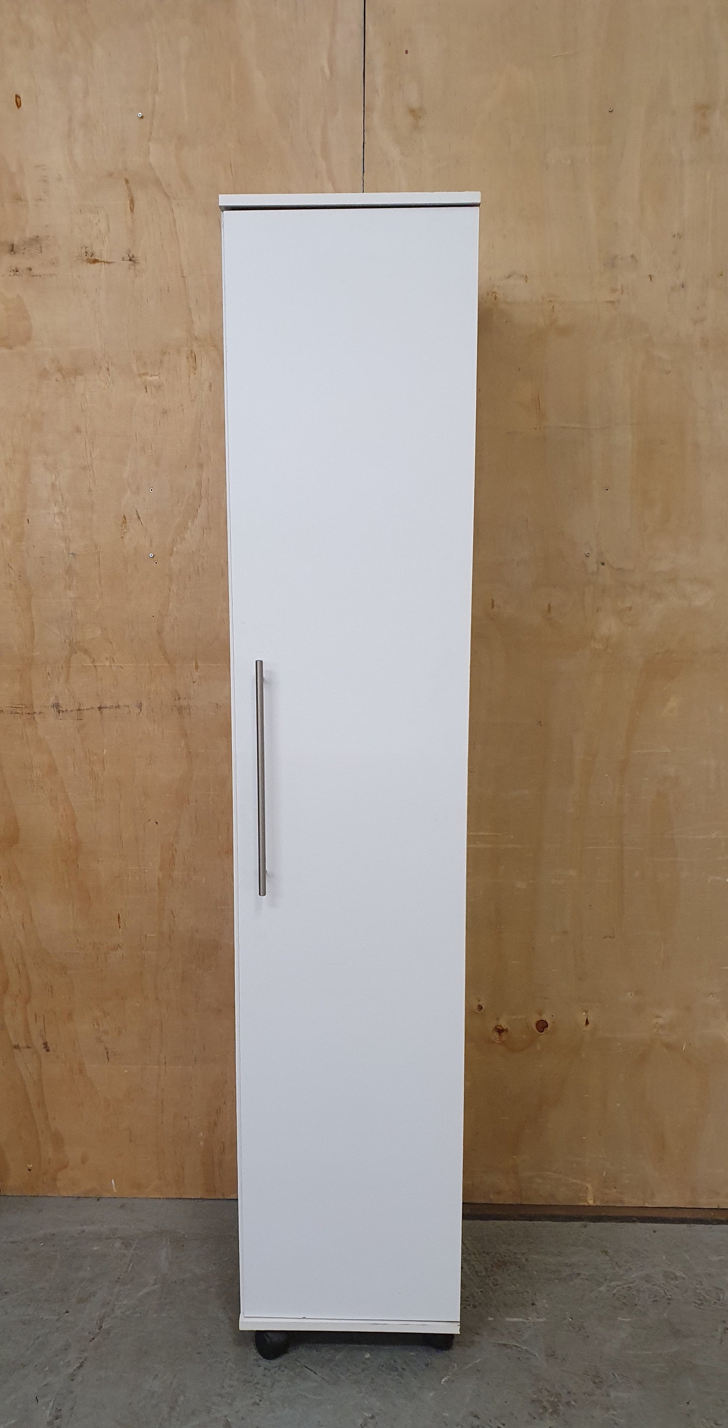 White Wood Single Door Wardrobe with 3 Internal Shelves - 104622