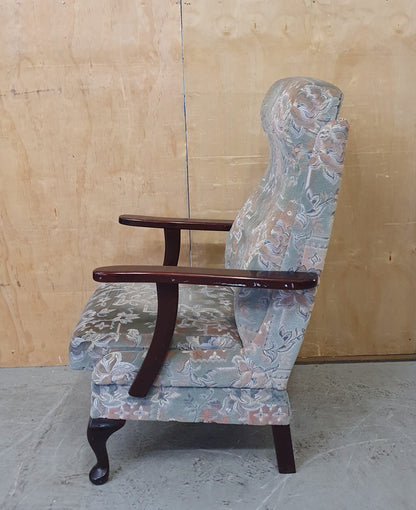 Vintage Highback Velvet Armchair with Cabriole Front Feet - EL104248
