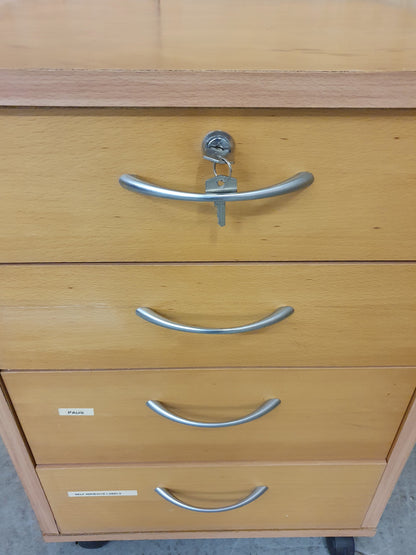 4 Drawer Lockable Wooden Filing Cabinet on Wheels - EL104373
