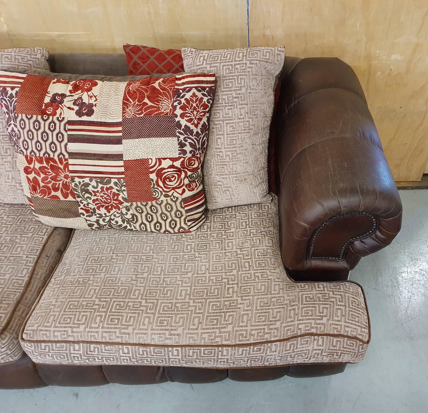 Brown 2 Seater Sofa with Cushioned Seat Back - 191024-01