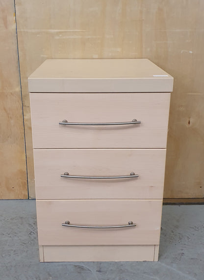 3 Drawer Single Bedside Cabinet with Chrome Bar Handles - EL103121