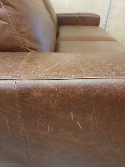 NEXT Brown Soft Leather 2 Seater Sofa Bed - 103909