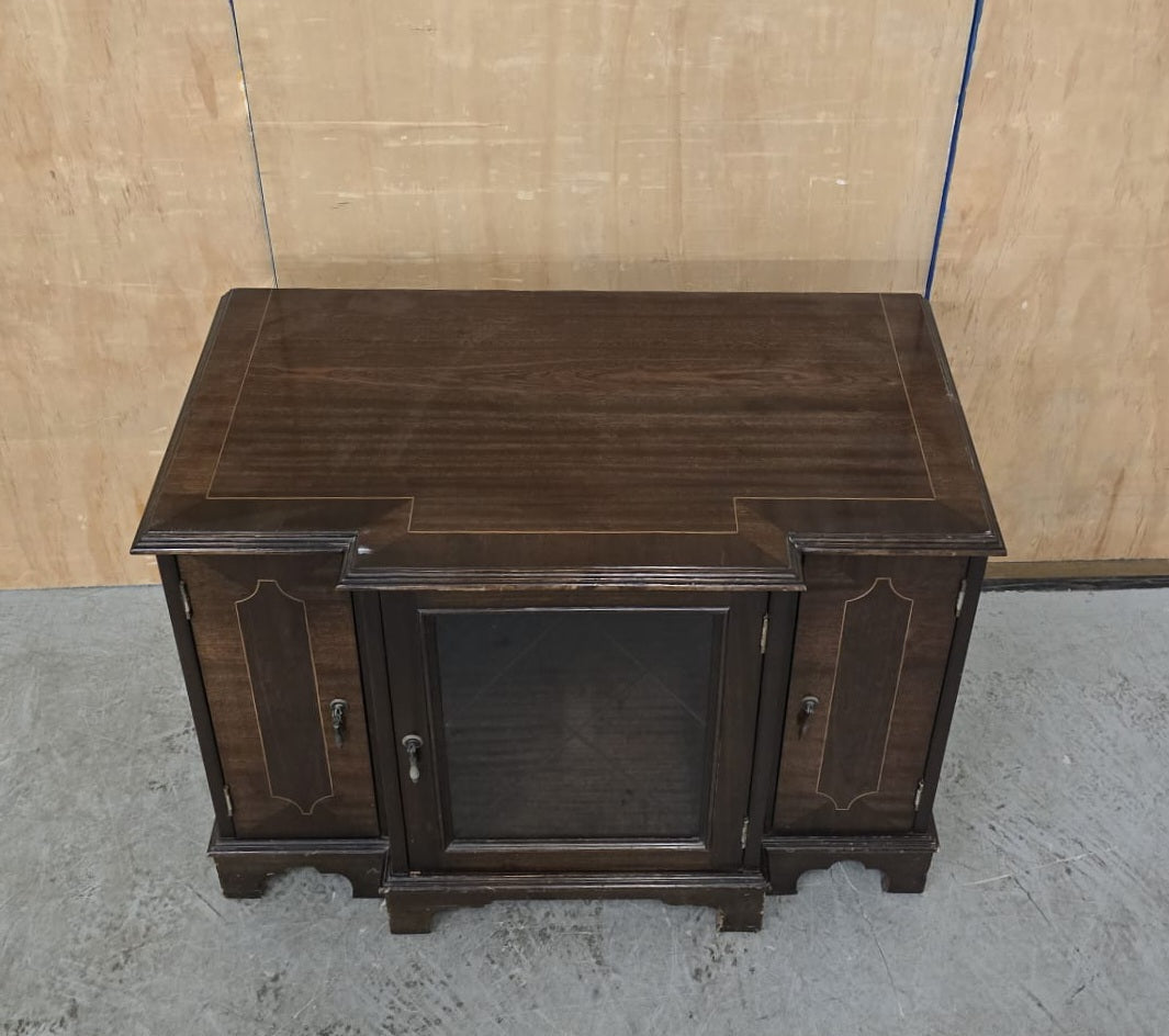 Vintage Mahogany Cabinet with 3 Doors and Open Top - 140925-04