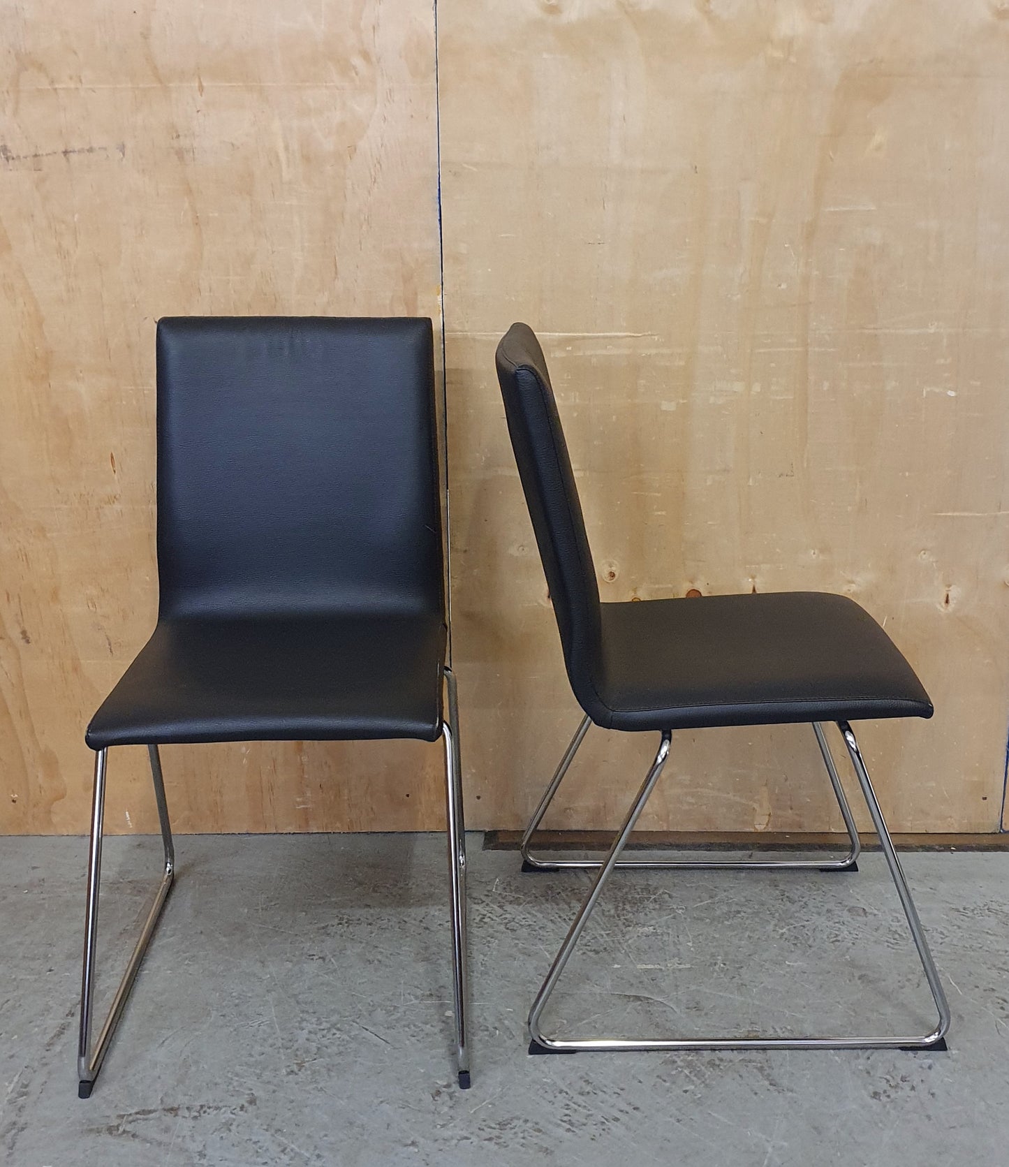 IKEA LILLANAS 2 Matching Black Faux Leather Dining Chairs - 104777 / 104778