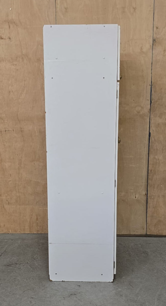2 Door White Wood Wardrobe with Top Open Section - 110925-01