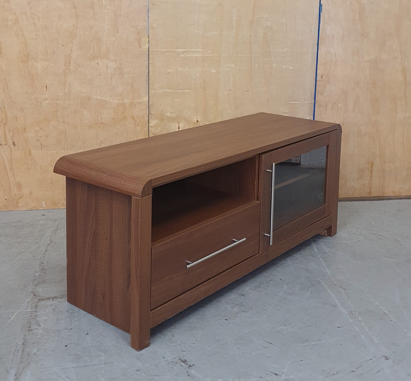 Large Heavy Duty Wooden TV Stand with 1 Glass Door and 1 Drawer - EL104356