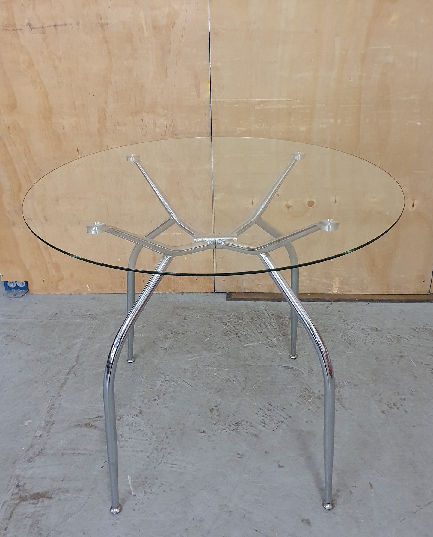 Round Glass Dining Table with Chrome Frame - 104879