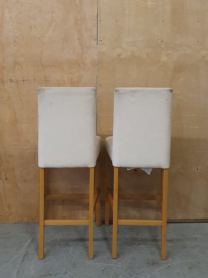 2 Matching Cream Fabric Covered Bar Stools - EL104227 / EL104228