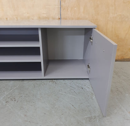 Large Grey High Gloss TV Stand with 2 Doors and Centre Shleving - 104045