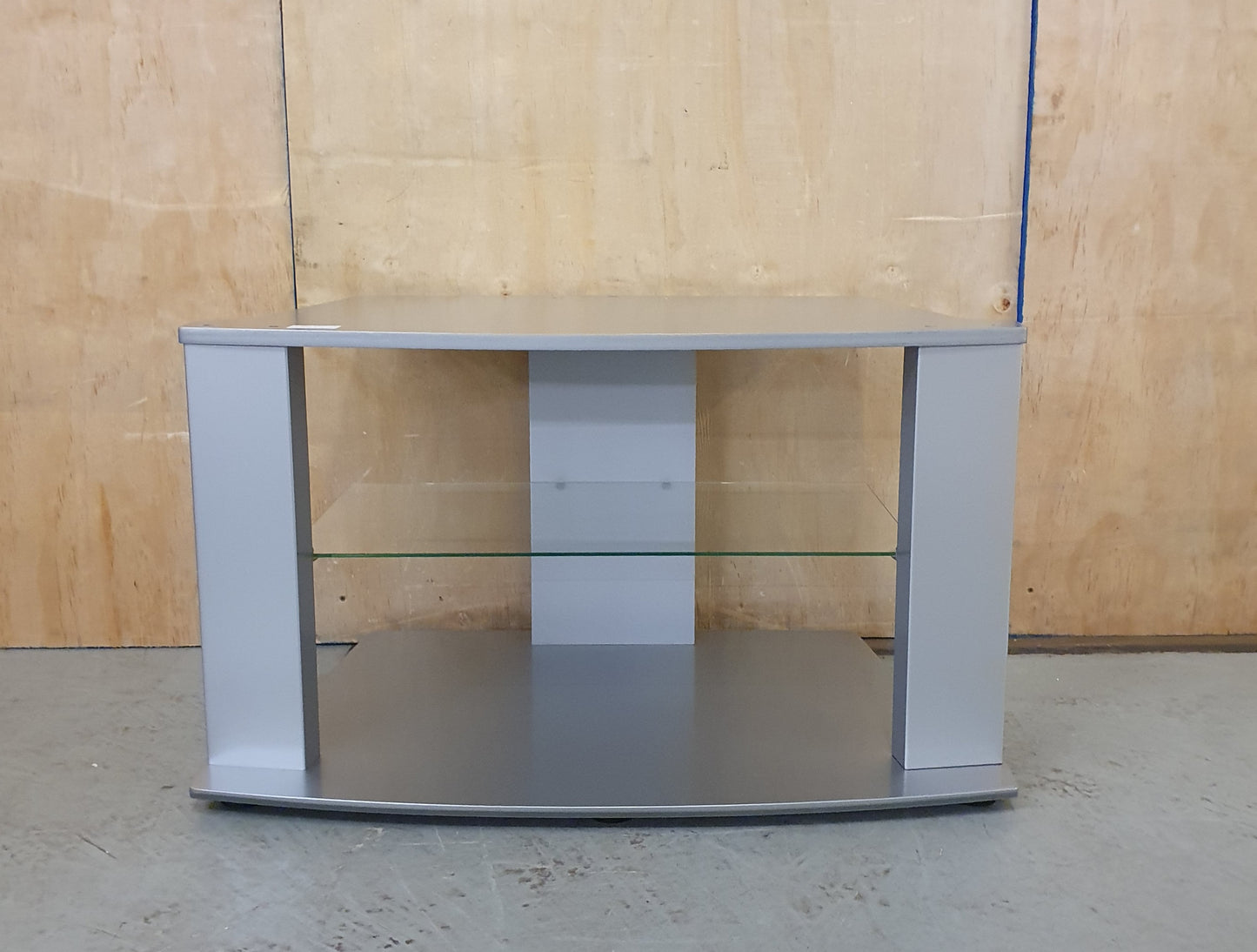 Silver TV Stand with Glass Shelf - 200624-02