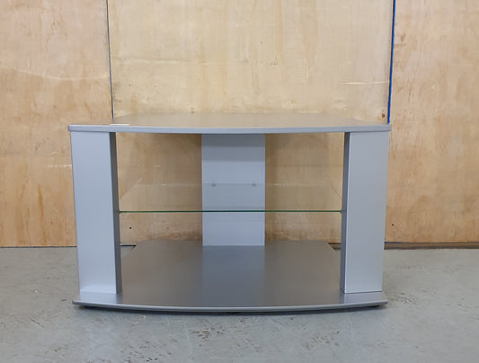 Silver TV Stand with Glass Shelf - 200624-02