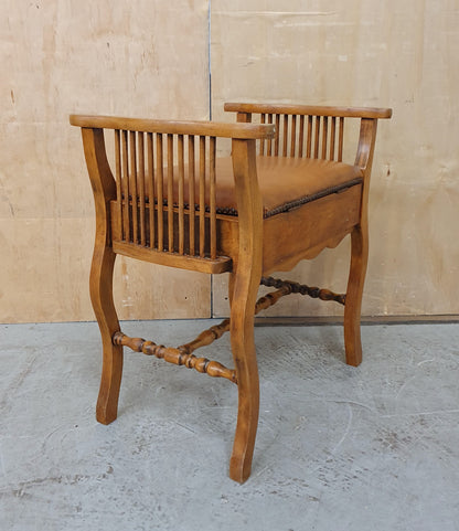 Vintage Piano Stool with Open Seat for Storage - EL104088