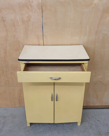 Vintage Small 2 Door 1 Drawer Free Standing Wood Kitchen Cabinet - 104033