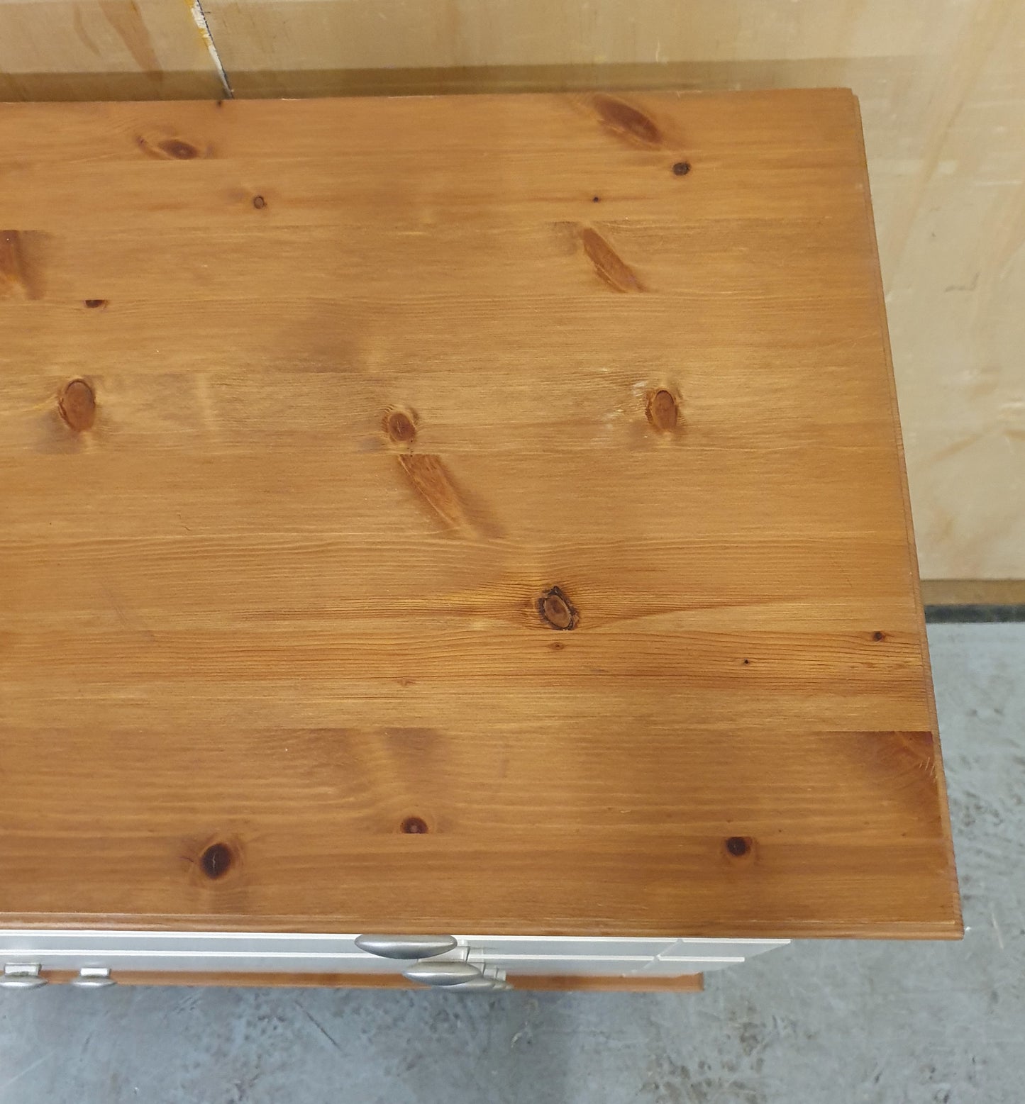 5 Drawer Cream Chest of Drawers with Pine Top and Base - 104850