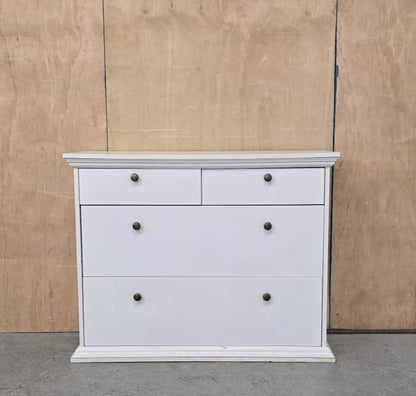 White Wood 4 Drawer Chest of Drawers - 310825-02