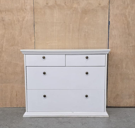 White Wood 4 Drawer Chest of Drawers - 310825-02