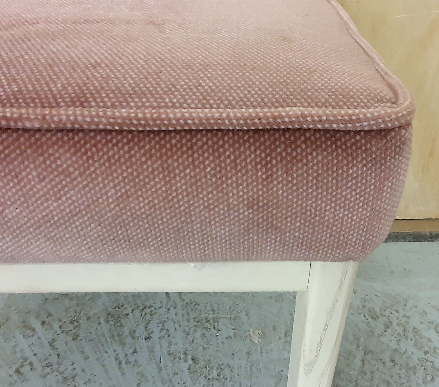 Pink Soft Fabric Foot Stool with Wooden Frame - EL102804