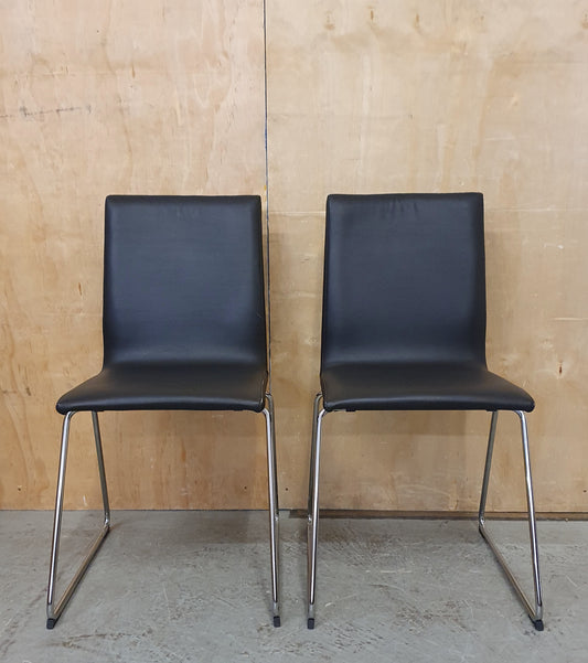 IKEA LILLANAS 2 Matching Black Faux Leather Dining Chairs - 104777 / 104778