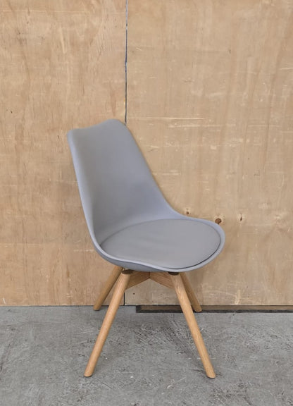 Single Grey Chair with Cushioned Seat and Wooden Legs - 104762
