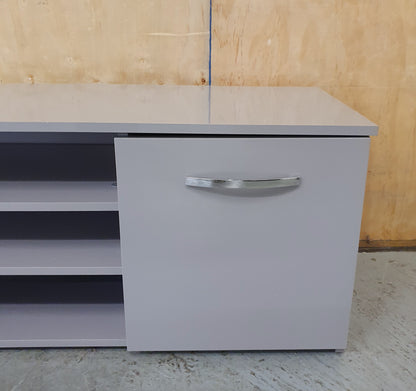 Large Grey High Gloss TV Stand with 2 Doors and Centre Shleving - 104045