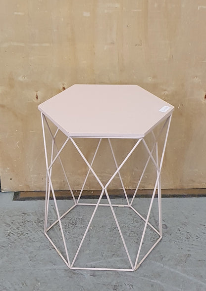 Pastel Pink Metal Hexagon Top Small Coffee Table - EL103135