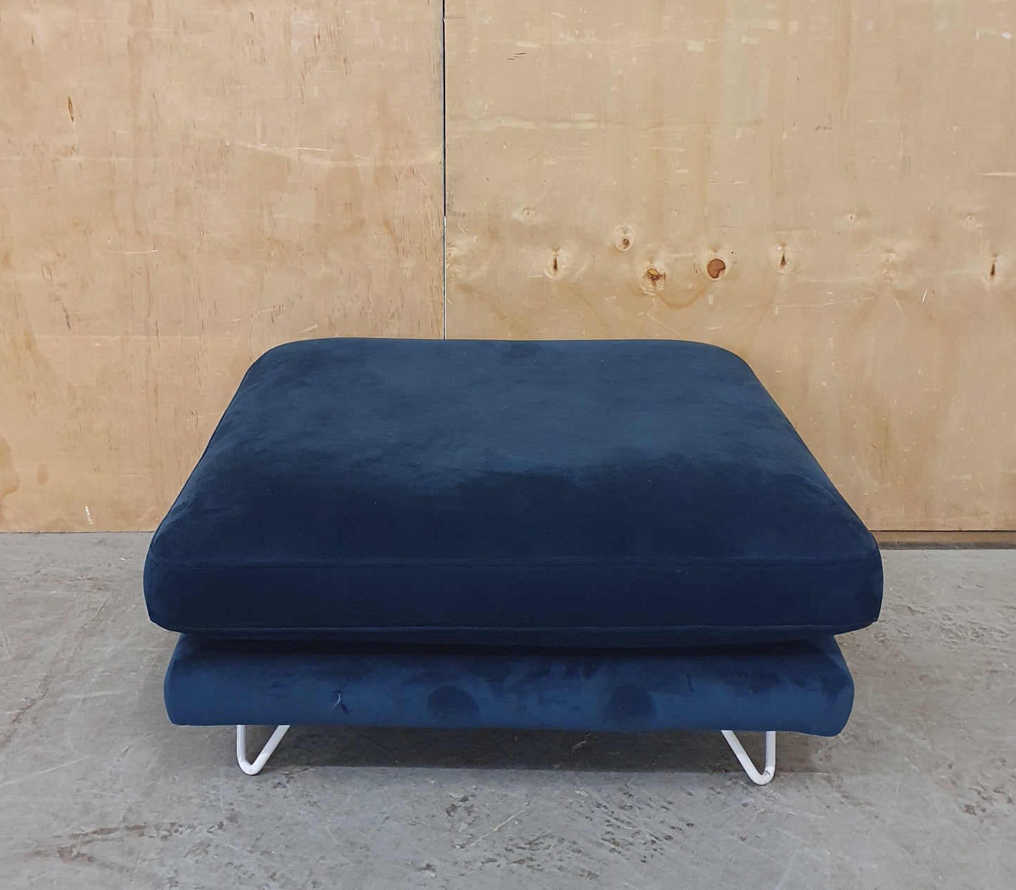 Large Navy Blue Velvet Pouffe Footstool with 2 Additional Cushions - 290925-10