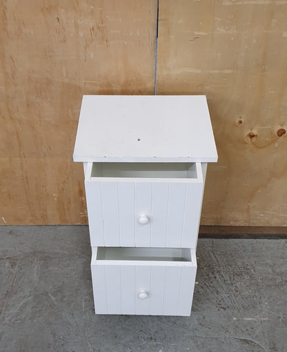 Small White Wood 2 Drawer Cabinet - EL104637