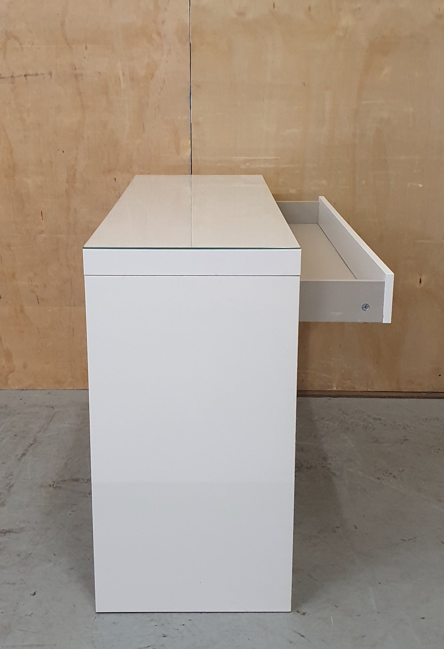 IKEA MALM White Wood Large Dressing Table with 1 Drawer and Removable Glass Top Surface - 104039