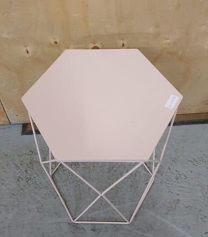 Pastel Pink Metal Hexagon Top Small Coffee Table - EL103135