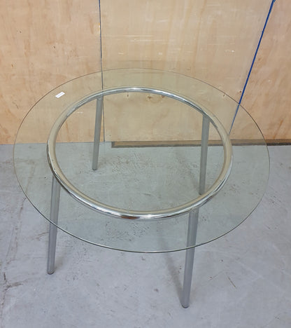 Round Glass Top Chrome Frame Dining Table - 103067